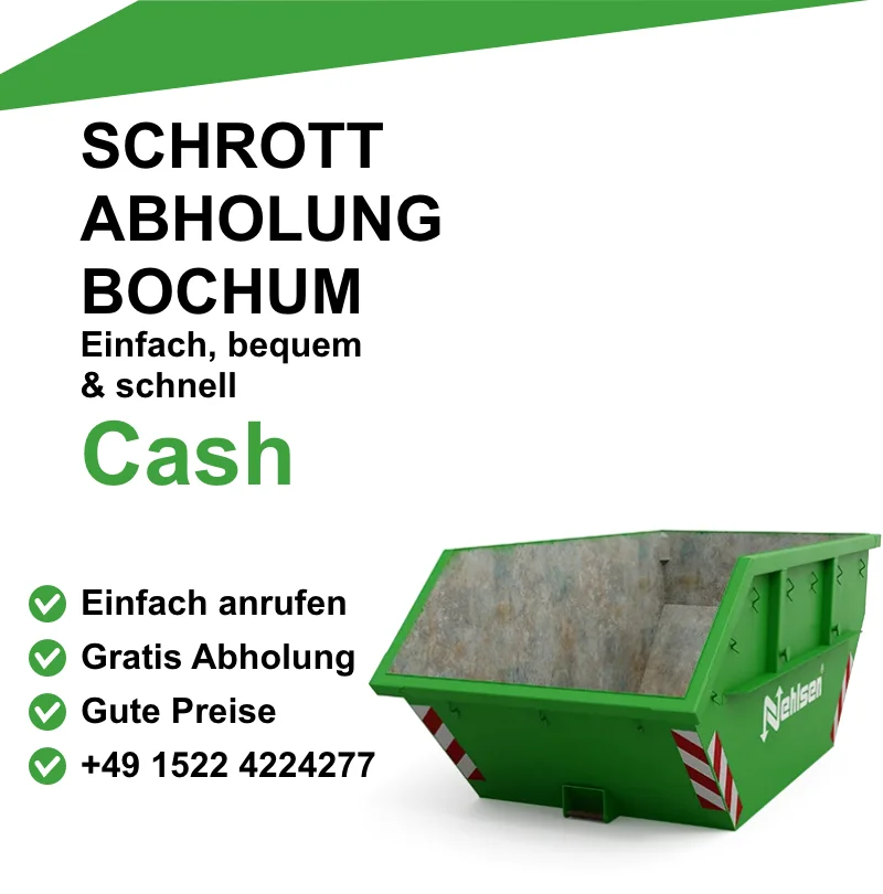 Schrottankauf Bochum : Unser Schrottankauf in Bochum steht für schnelle, effiziente und nachhaltige Lösungen. Wir nehmen eine breite Palette an Altmetallen entgegen, von Kupfer und Aluminium bis hin zu Edelstahl und Kabelschrott. Mit einem flexiblen Abholservice vor Ort garantieren wir Ihnen eine stressfreie Abwicklung und attraktive Vergütung für Ihre Wertstoffe. Ob für Privathaushalte oder Unternehmen – wir sind Ihr zuverlässiger Partner für die umweltfreundliche Entsorgung und Wiederverwertung von Schrott
